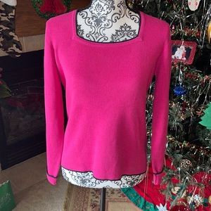 💗3/$12💗Amanda Smith 100% Cotton Ribbed Square Neck Contrast Detail Sweater